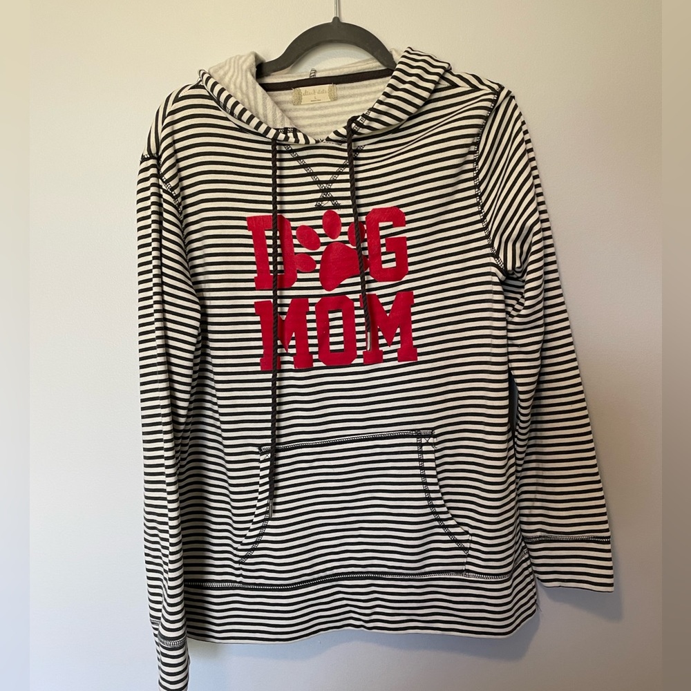 Women’s worn once Dog Mom sweatshirt with hood